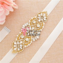 Brau din satin Hand Made Luxury BLT049CC cu Crystale aplicate pentru rochie de mireasa